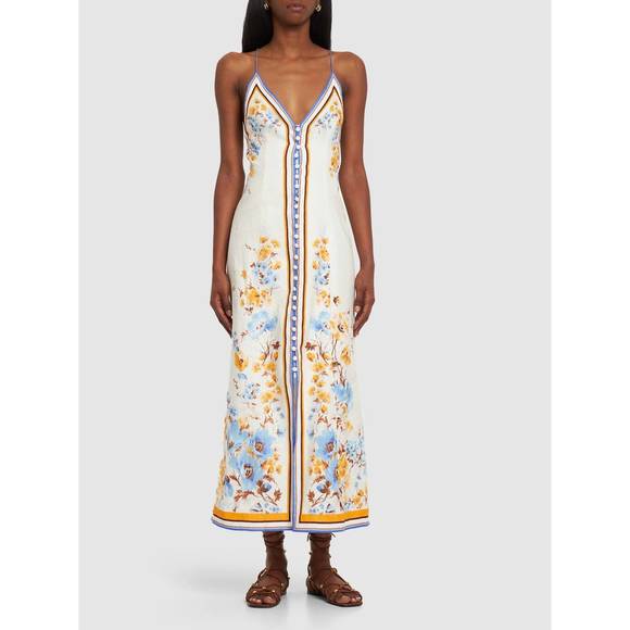 ZIMMERMANN Dresses & Skirts - NEW ZIMMERMANN halcyon printed linen maxi slip dress in orange/blue floral